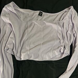 SHEIN Light Purple Long Sleeve Crop Top
